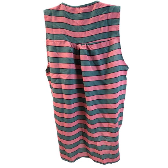 Mitto Shop V-Neck Top Striped Sleeveless Pink & Green Womens Med New with Tags - Picture 3 of 11
